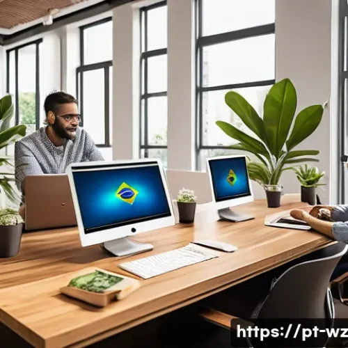 Home 29 MVP 테스트 설계의 주요 요소 - A modern office scene in São Paulo, Brazil, featuring a diverse group of young professionals collabo...