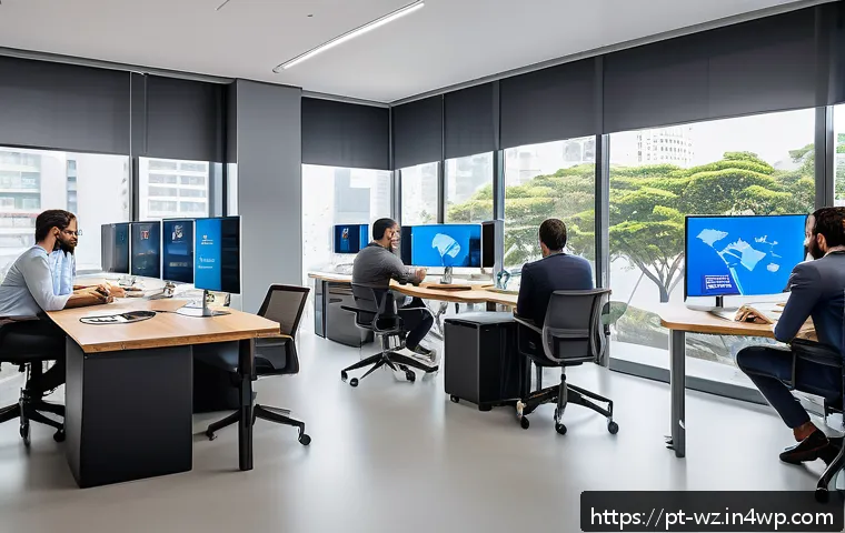 MVP 개발 시 성과 분석 도구 활용 - A modern startup office scene with a diverse group of professionals analyzing MVP performance metric...